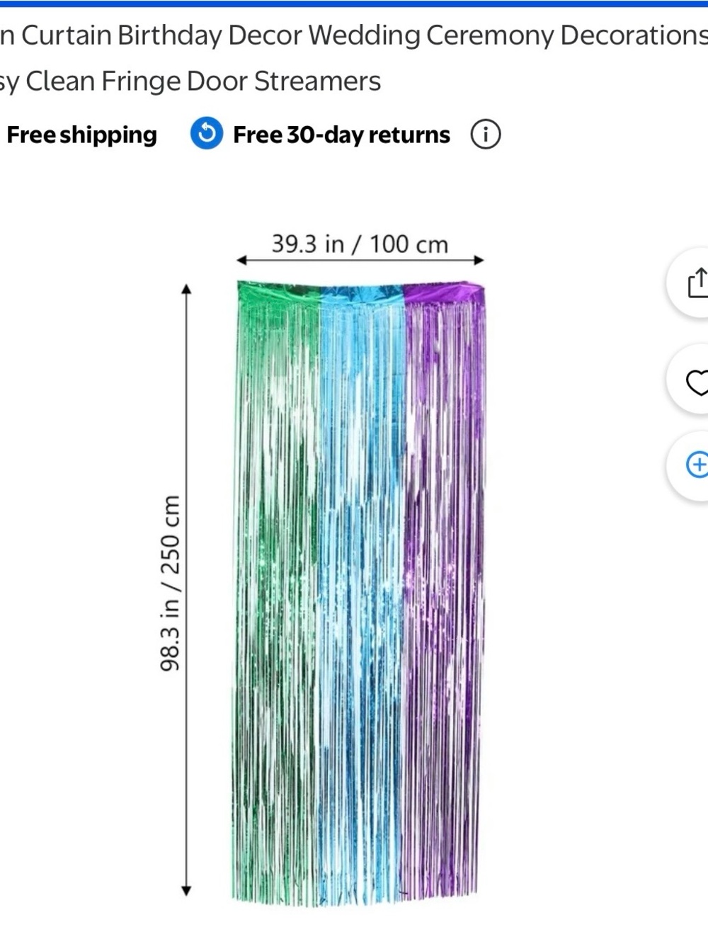 Metallic Fringe Curtain Door Streamer - Green, Blue & Purple set of 2